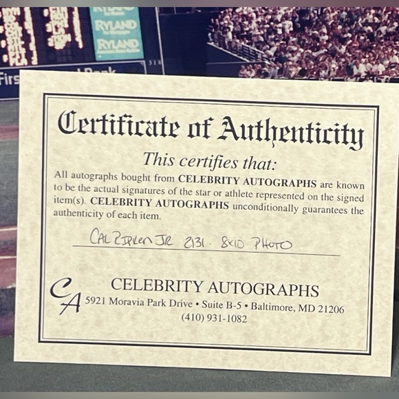 Cal Ripken Jr Autographed Baltimore Orioles 8x10 Baseball Photo - 2131 Streak - Picture 4 of 4